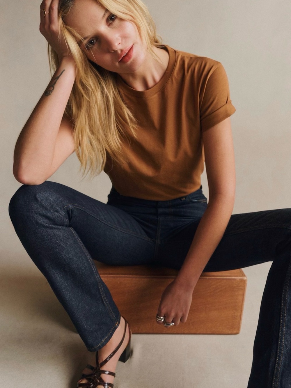 Sezane Conrad T-shirt Camel XS